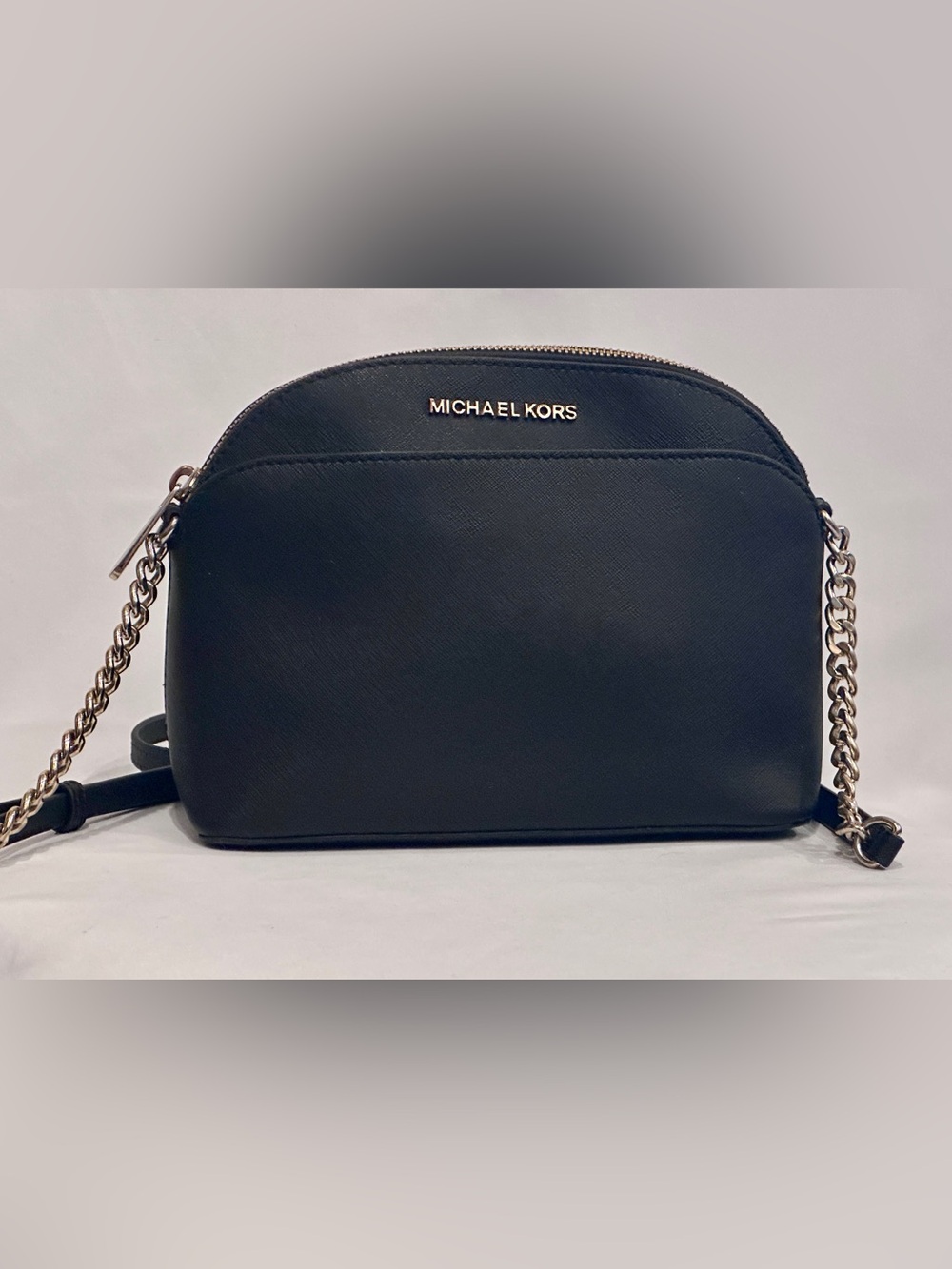 Michael Kors Black Saffiano Chain-Strap Crossbody